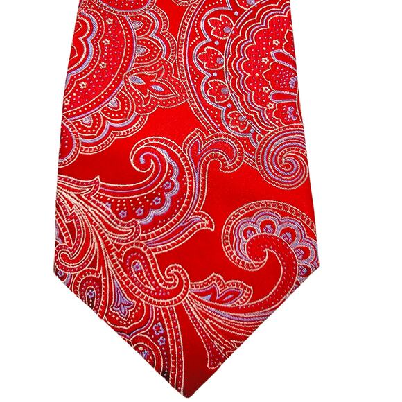 Cremieux Collection Red Paisley Handmade 100% Silk Necktie Tie - OS - Picture 2 of 5